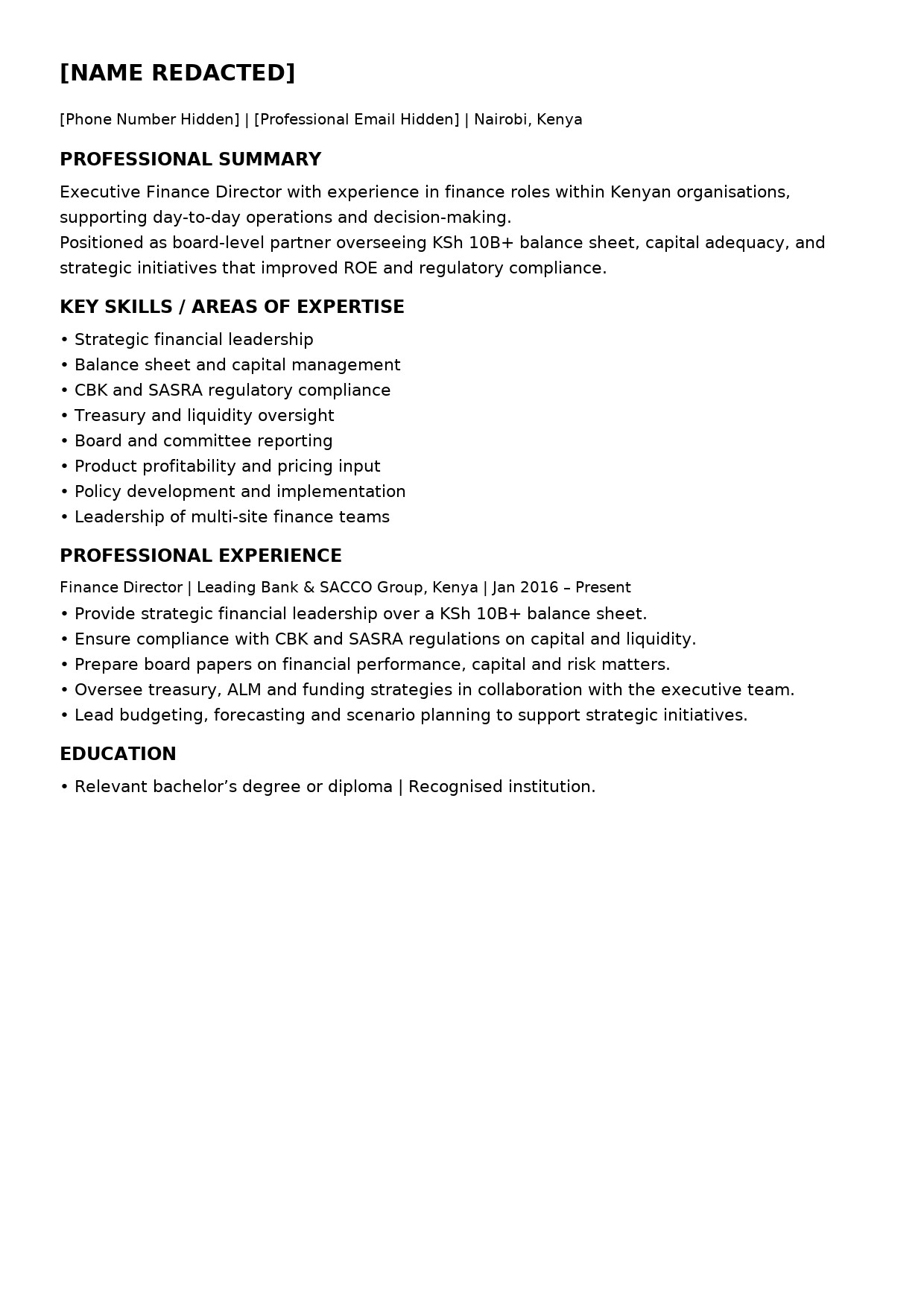 Transformed CV layout for a clinical officer